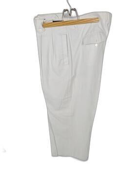 Bacazio Men's White Dress Pants Size 44R Pleated Polyester Blend Formal Slacks